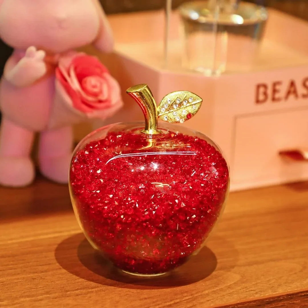 Colorful Crystal Craft Apple Statue Glitter Glass Home Decor