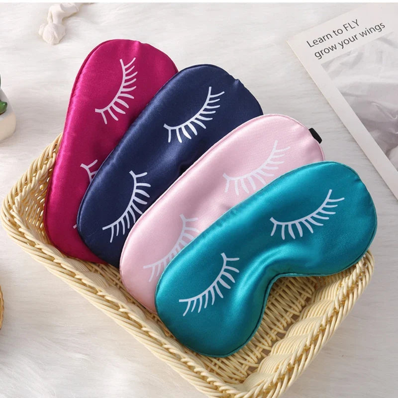 Cartoon Eyelash Silk Sleep Mask – Soft Eye Cover for Travel