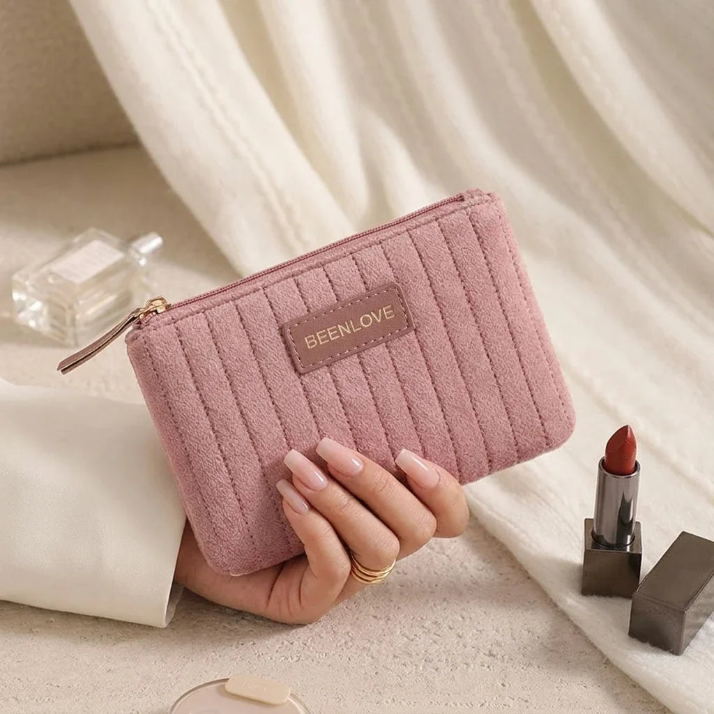 Holland Velvet Travel Cosmetic Bag & Makeup Organizer Case
