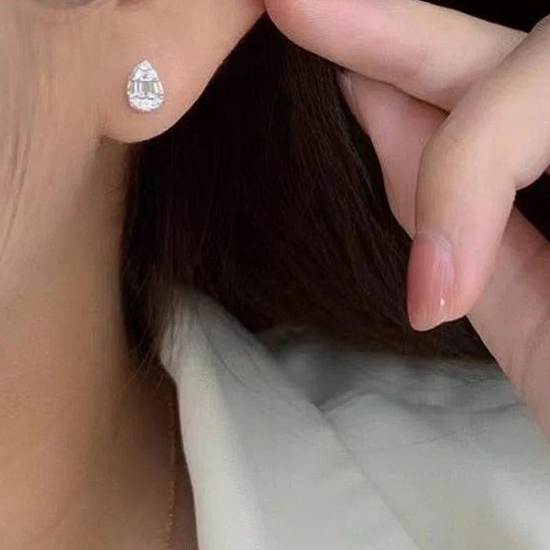 Huitan Pear Shape CZ Stud Earrings for Women | Cubic Zirconia