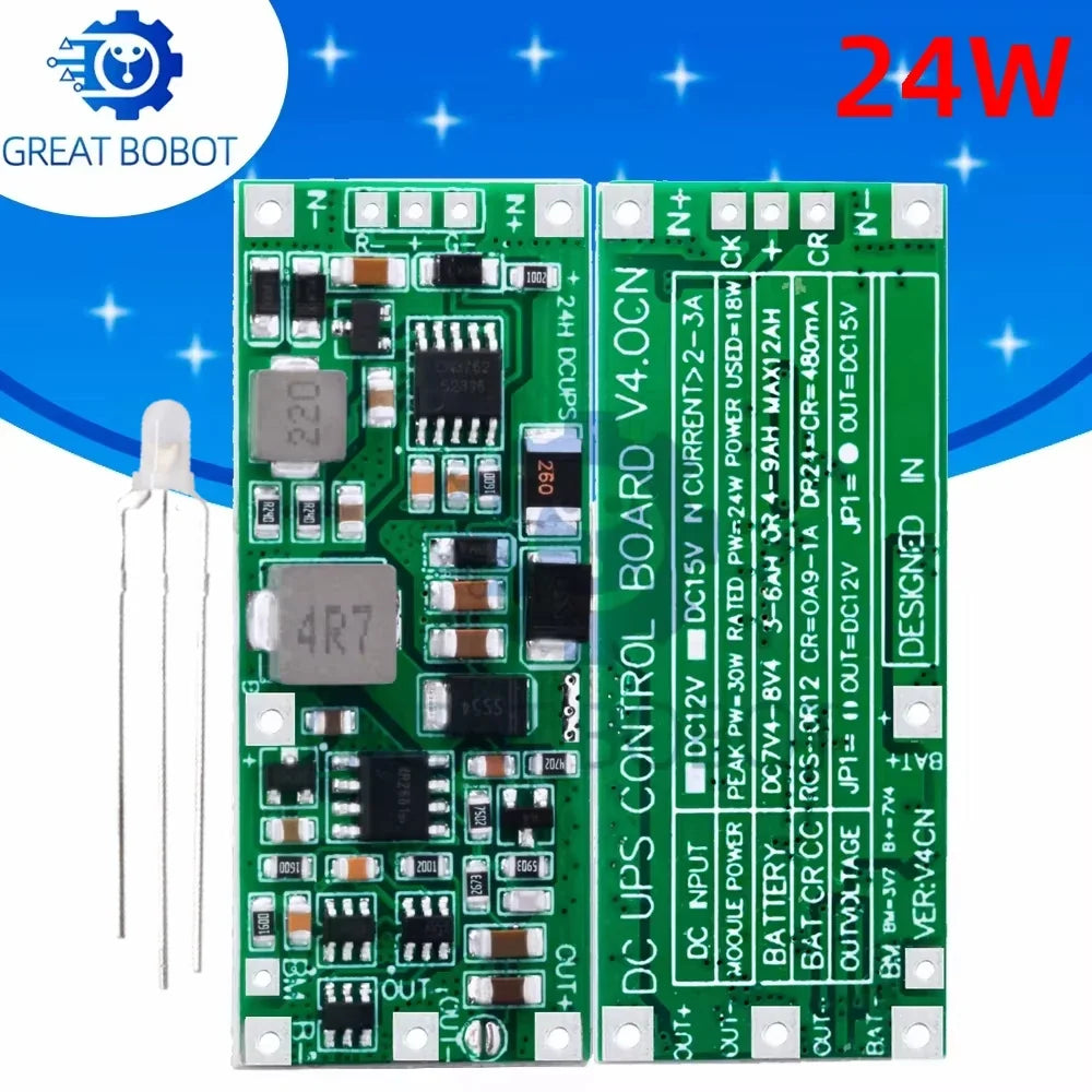 2S UPS Power Supply Module 12V/15V 24W Step-Up Protection
