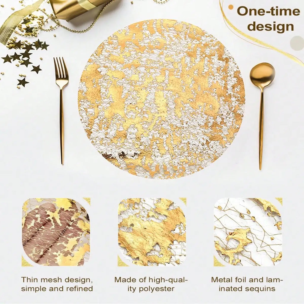 50 100 150 Disposable Gold Placemats Foil Mesh Mats Dining Table