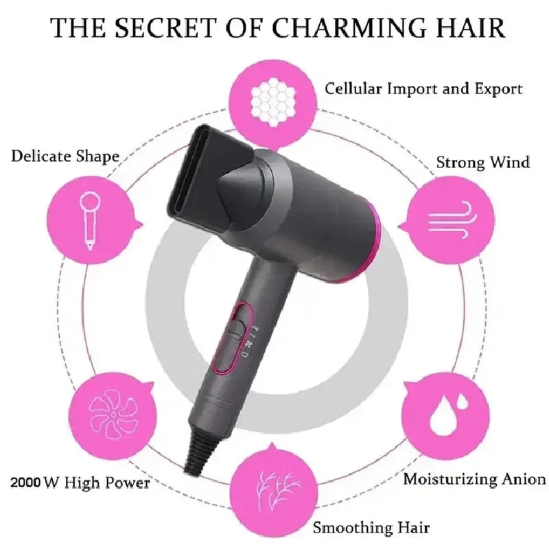 PDQ 1800W Negative Ion Professional Hair Dryer with Diffuser
