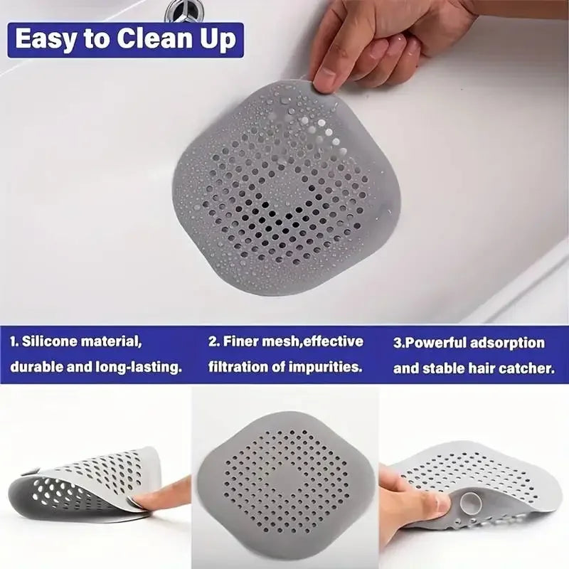 Silicone Square Shower Drain Cover & Sink Strainer 2-Pack
