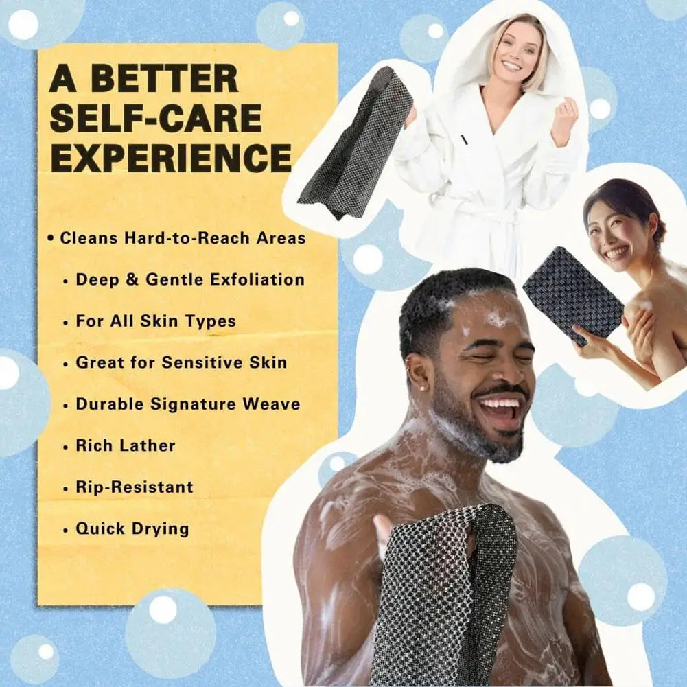 Exfoliating Towel Shower Extra Long Washcloth Men Women Body Scrubber