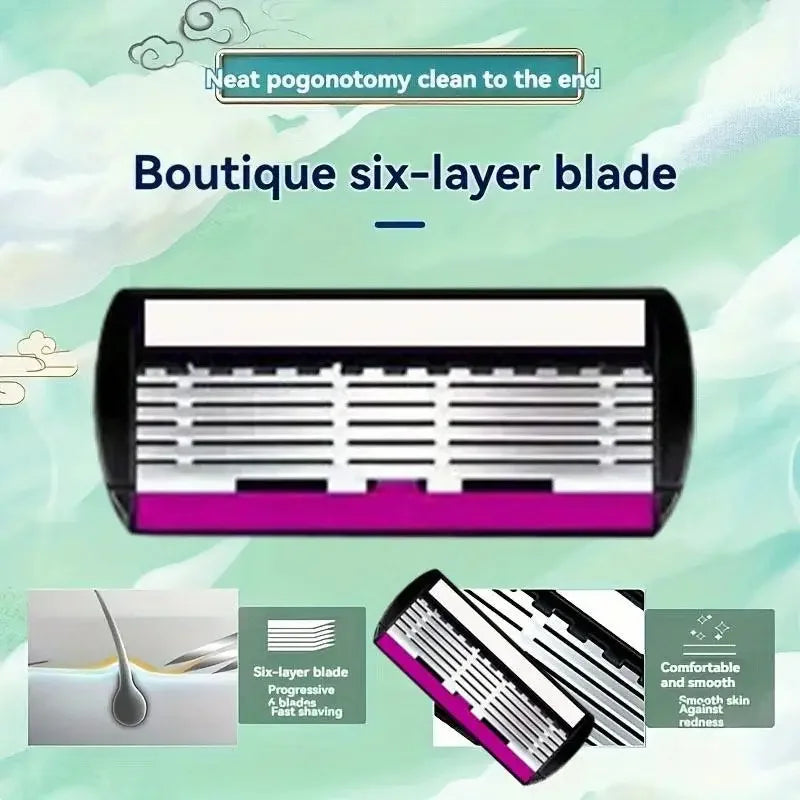 6-Blade Manual Razor for Women – Easy Blade Replacement