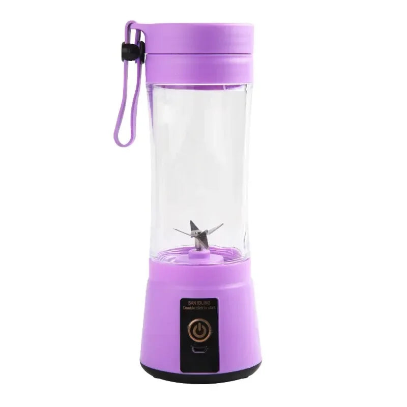 Portable Mini Electric Blender Juicer – 6-Blade USB Rechargeable