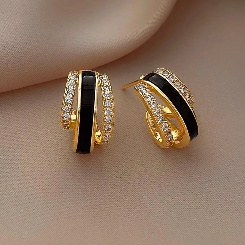 Huitan Cubic Zirconia Claw Stud Earrings for Women | Trendy
