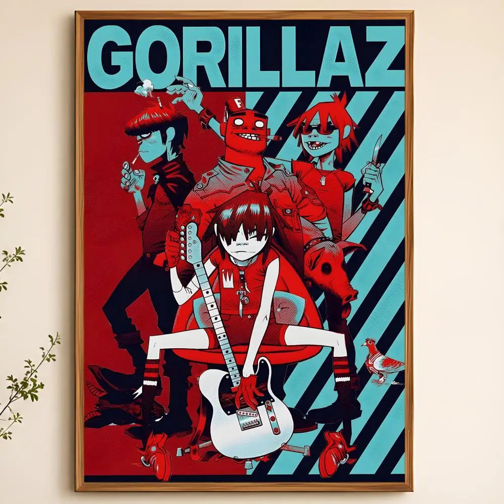 Gorillaz Album Poster – Self-Adhesive HD Wall Art Decor