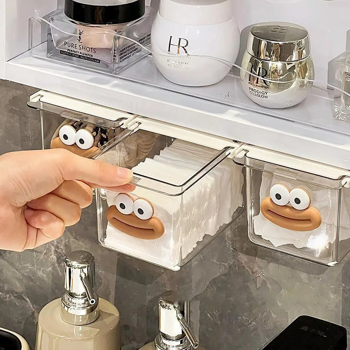 Transparent Pull-Out Bathroom Storage Box | Drawer Organizer