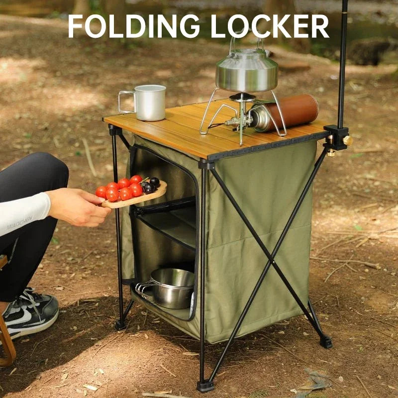 Folding Outdoor Camp Cabinet – Oxford Cloth BBQ Storage Table