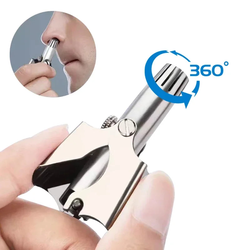 Manual Stainless Steel Nose & Ear Hair Trimmer – Quiet, Washable