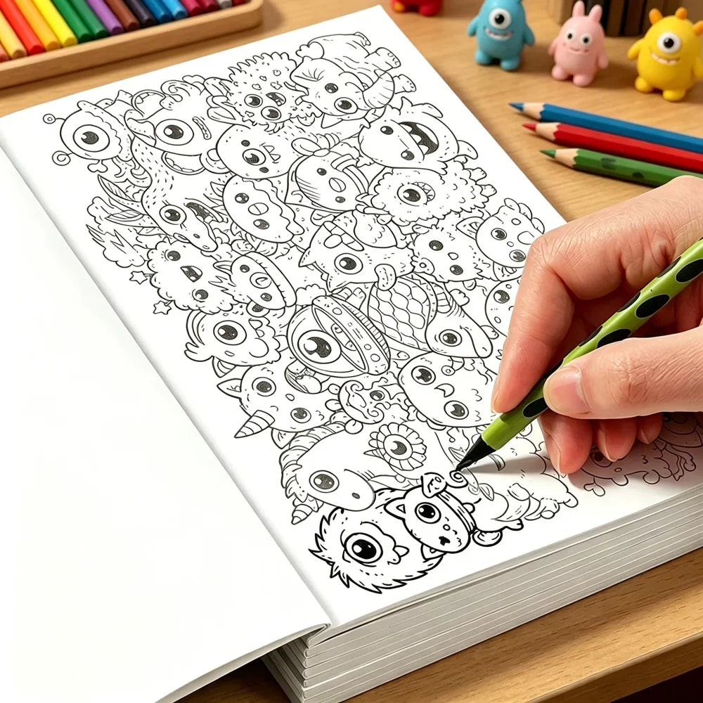 28 Page Trace&color Doodles Coloring Book Relaxing Doodle Art Tracing