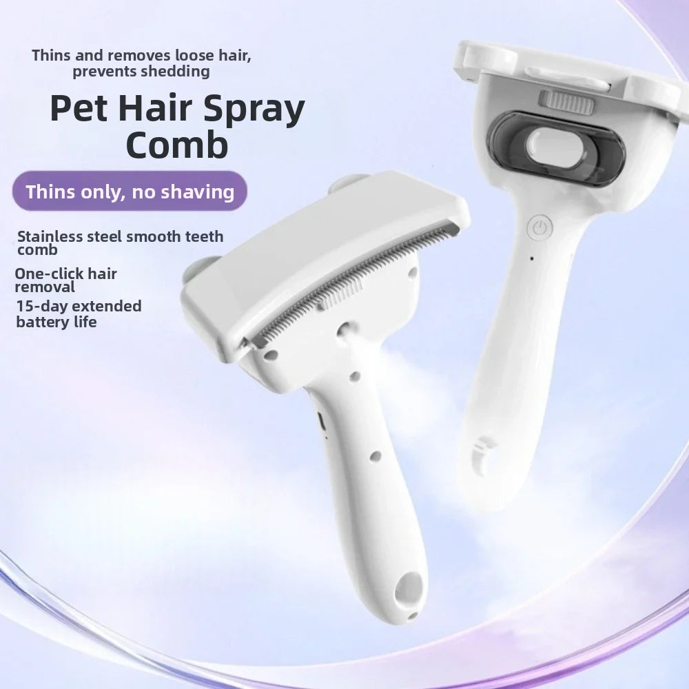USB Rechargeable Pet Hair Remover Brush & Self-Cleaning Comb