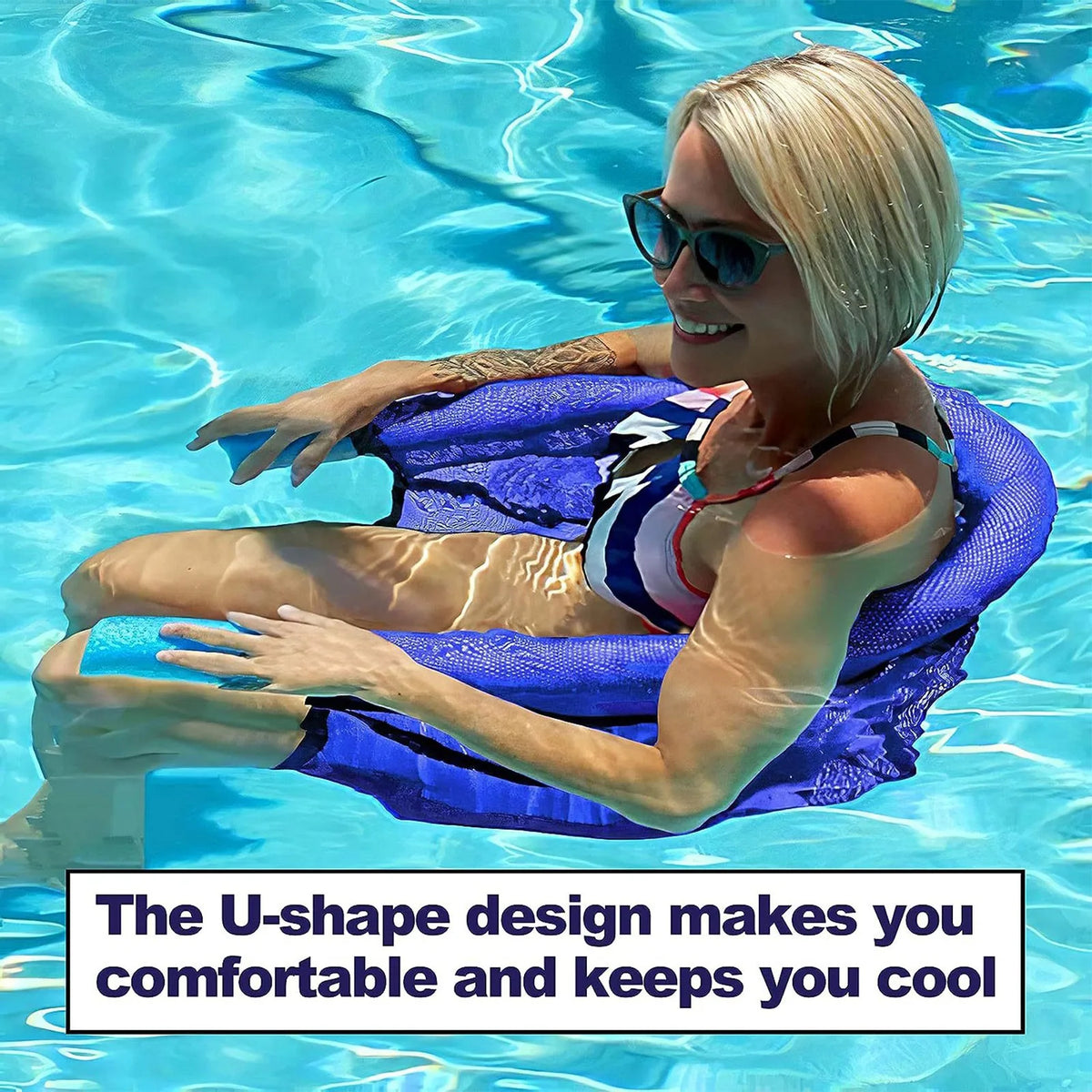 Inflatable Pool Float Chair Lounger | Mesh Hammock Seat