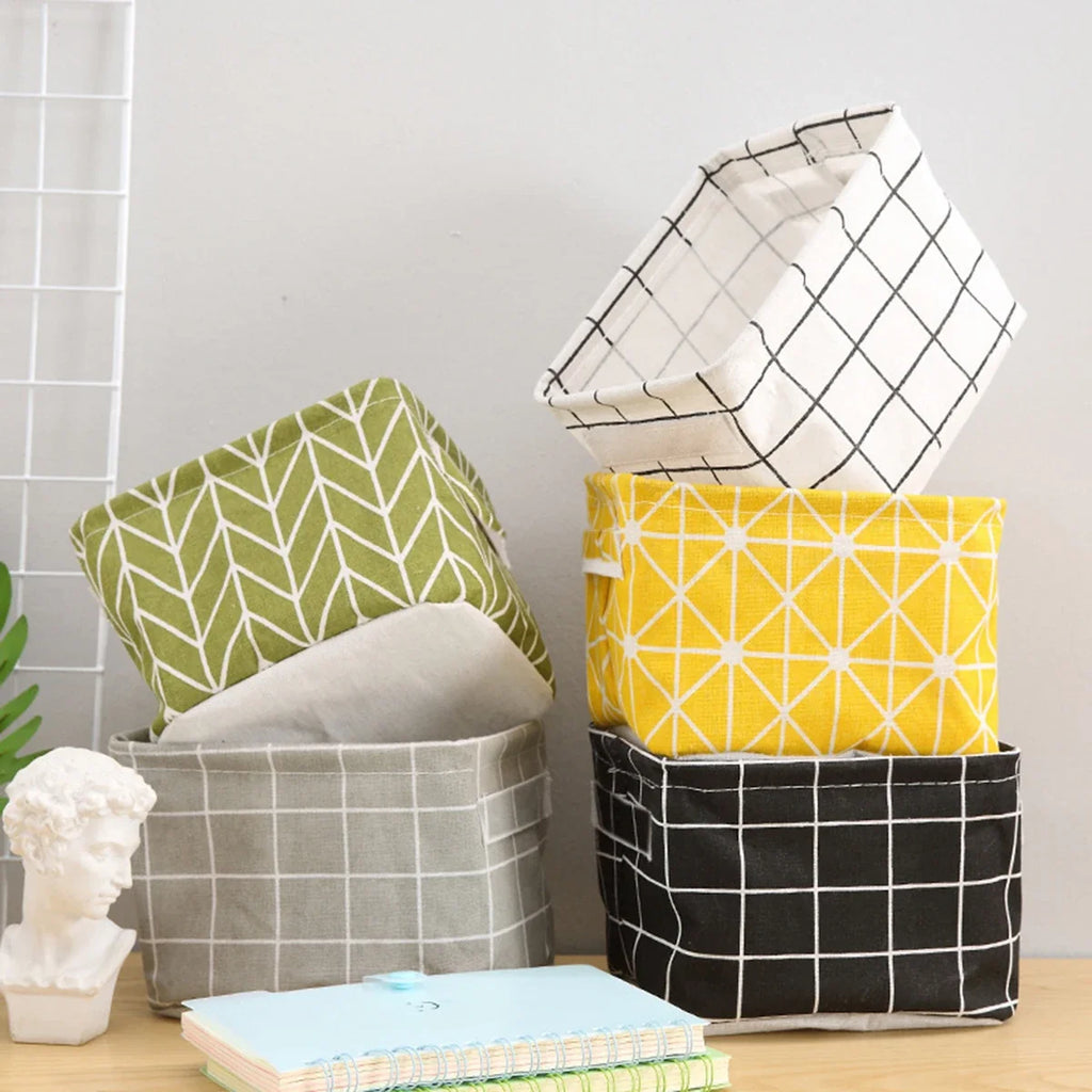 Random Cotton Hemp Storage Basket Handheld Printed Tabletop