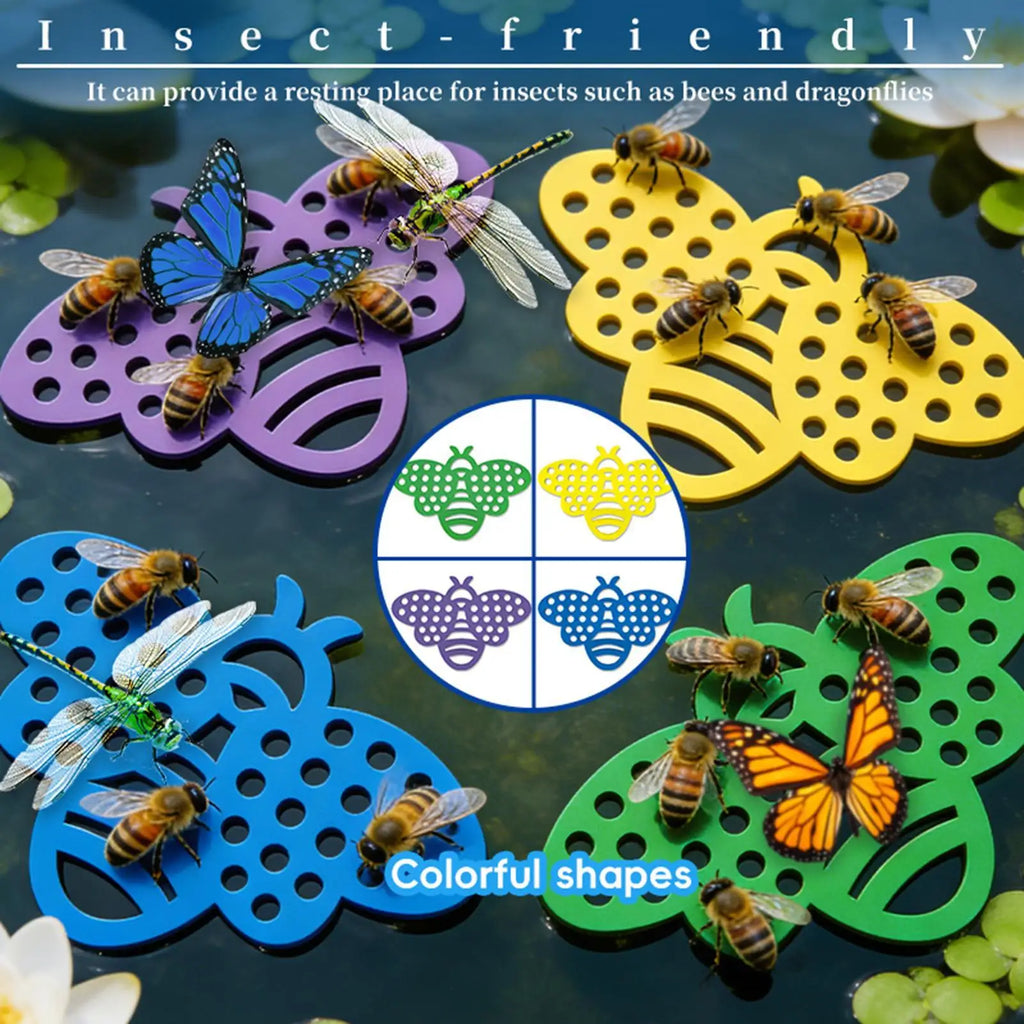 4-Pack Floating Bee Island Waterer – Anti-Drowning Drinking Tray
