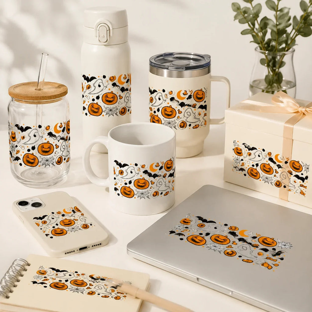 Halloween UV DTF Transfer Sticker | Pumpkin Bat Ghost DIY Decal