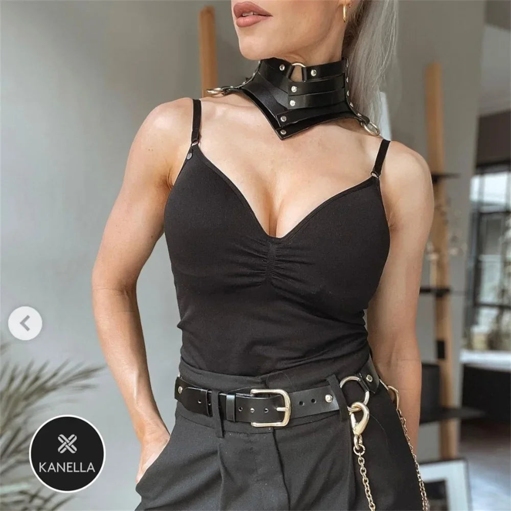 Black Sexy Trendy Rock Gothic Collar Necklaces Jewelry Leather Belt