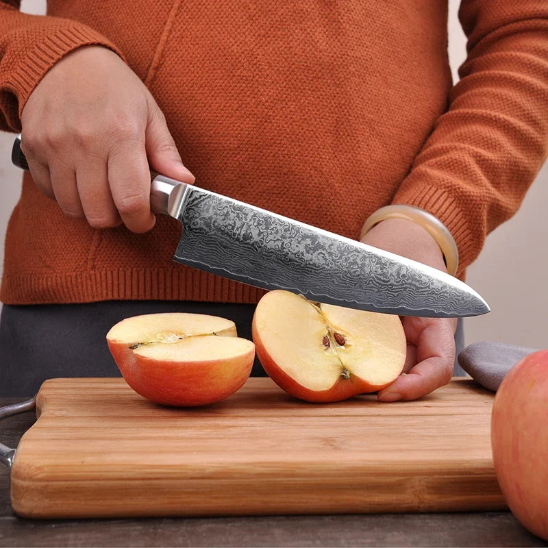 Sunnecko Damascus Chef Knife Set – VG10 Steel & Pakkawood