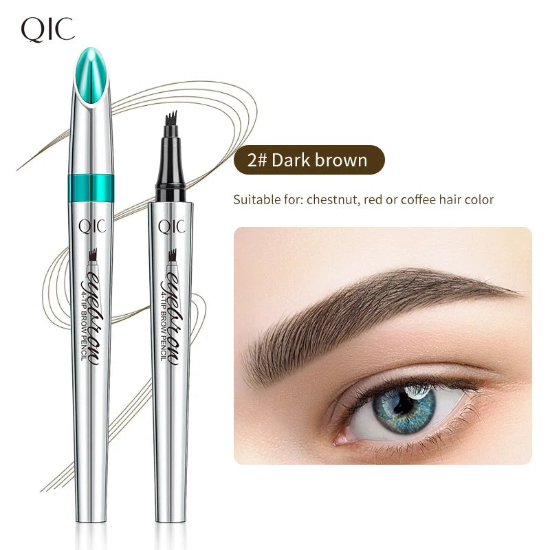 QIC Waterproof Liquid Eyebrow Pen – 4-Tip, Long-Lasting Brows