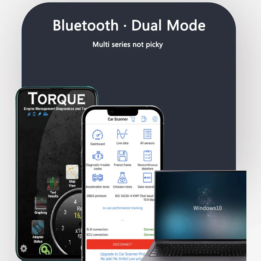 Bluetooth ELM327 OBD2 Scanner – Mini Car Diagnostic Code Reader