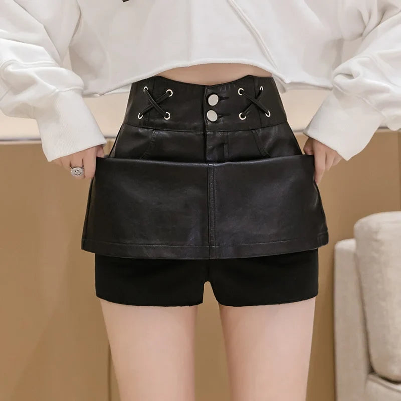 Women's High Waist PU Leather Shorts – Slim Fit S–2XL