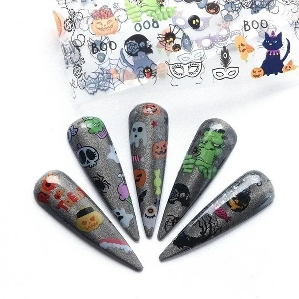 Holographic Nail Art Stickers – Christmas & Halloween 3D Decals