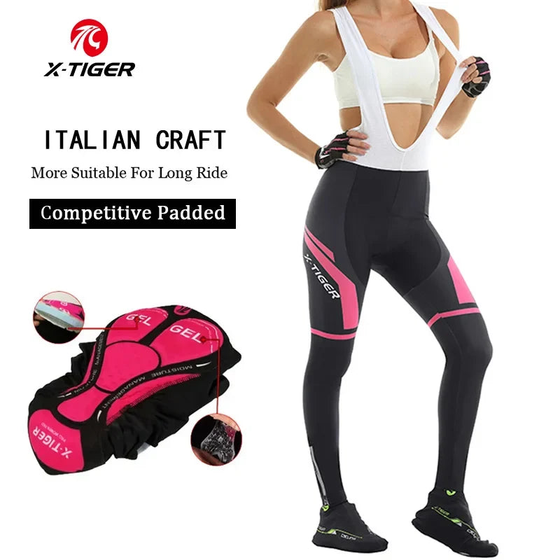X-TIGER Women's Cycling Bib Tights 5D Gel Pad MTB & Road