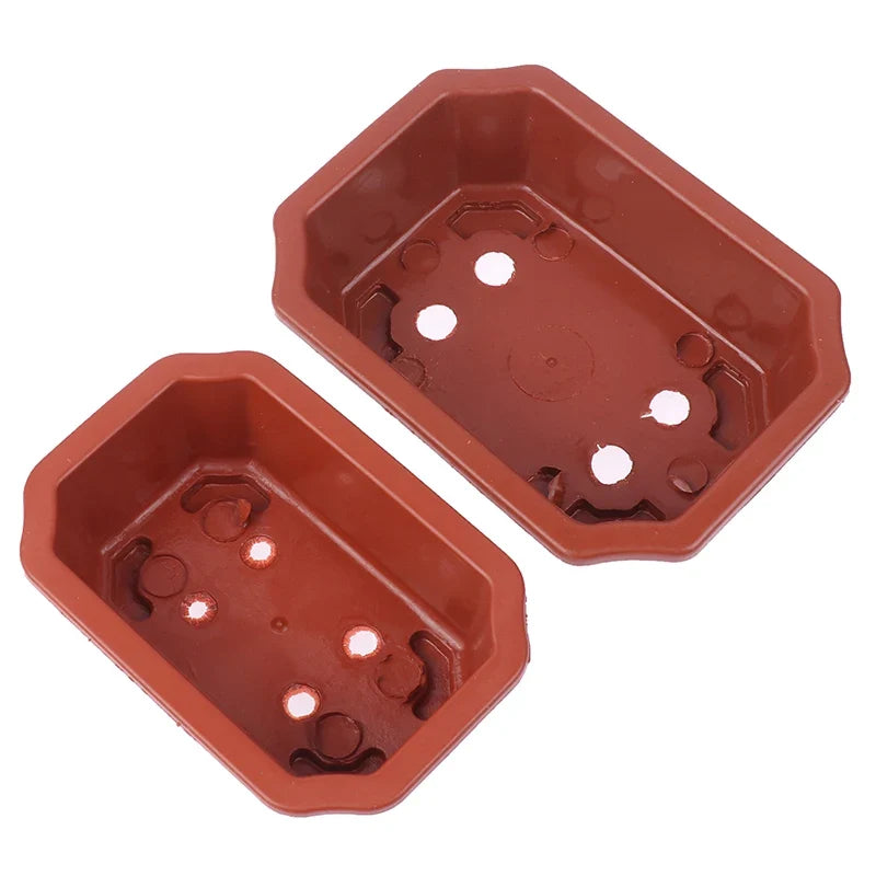 Vintage Rectangular Plastic Bonsai Pot | Cactus Flower Planter