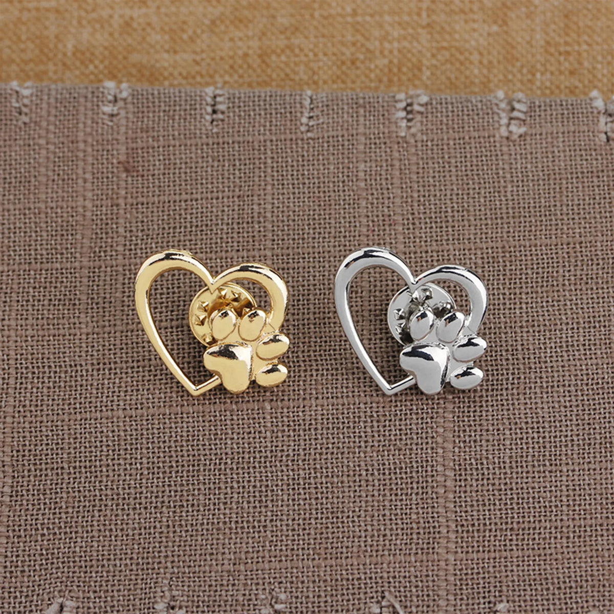 Heart & Paw Enamel Brooch Pin Set – 2pcs Dog Lover Badge