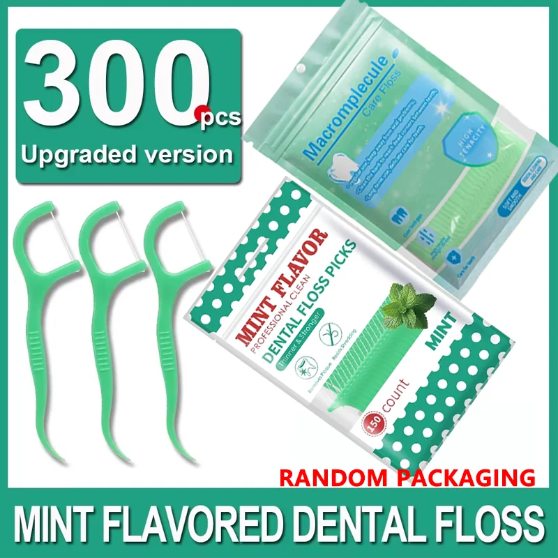 300-Pack Mint Dental Floss Picks – Ultra-Fine Adult Flosser