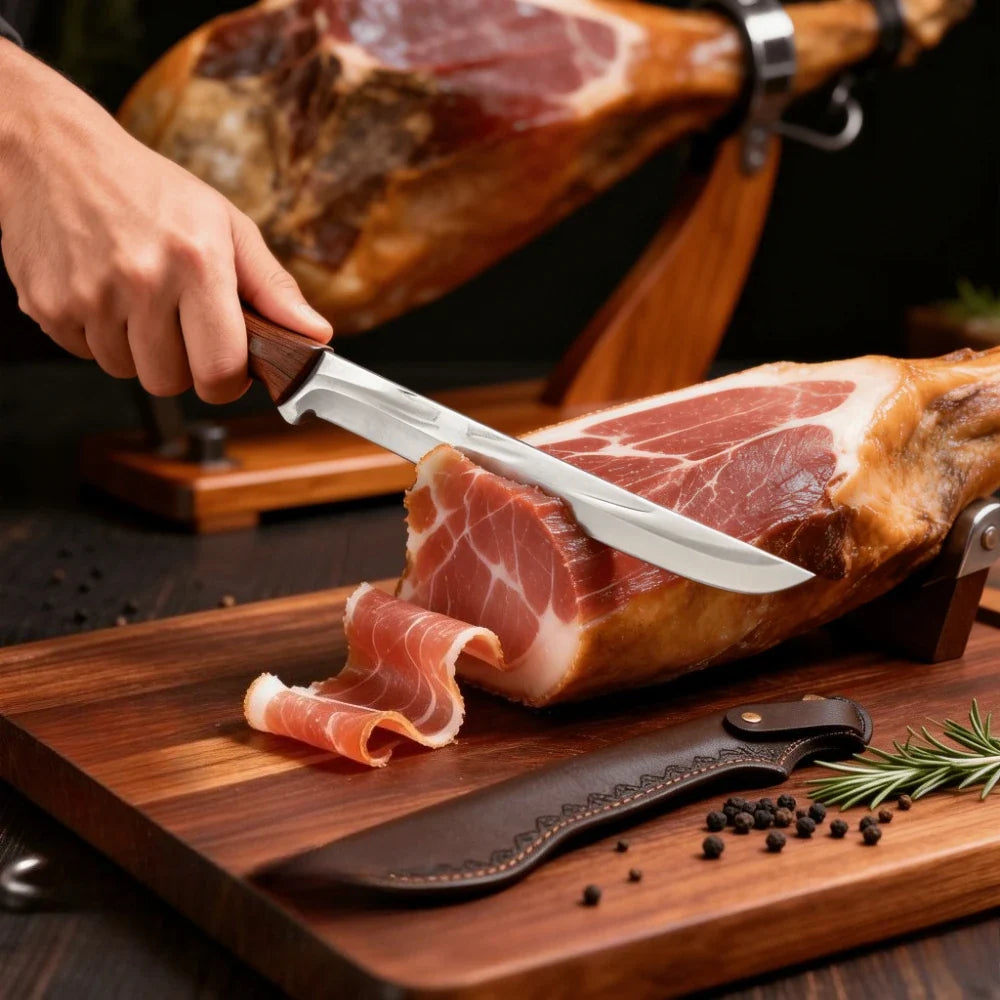 PLYS Hand Forged Ham & Watermelon Knife – Wood Handle