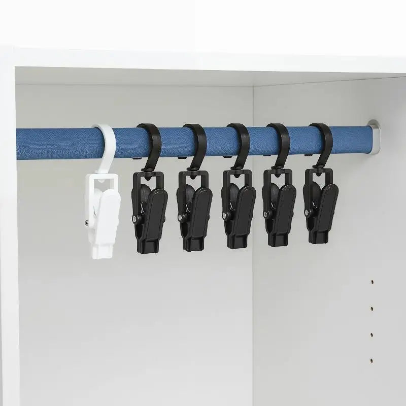 Durable Plastic Hanging Clips 360 Degree Swivel Hooks Non Slip Closet