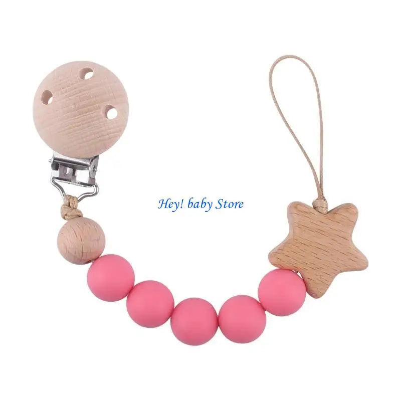 Baby Girl Pacifier Clip with Silicone Teething Beads | Soother Chain
