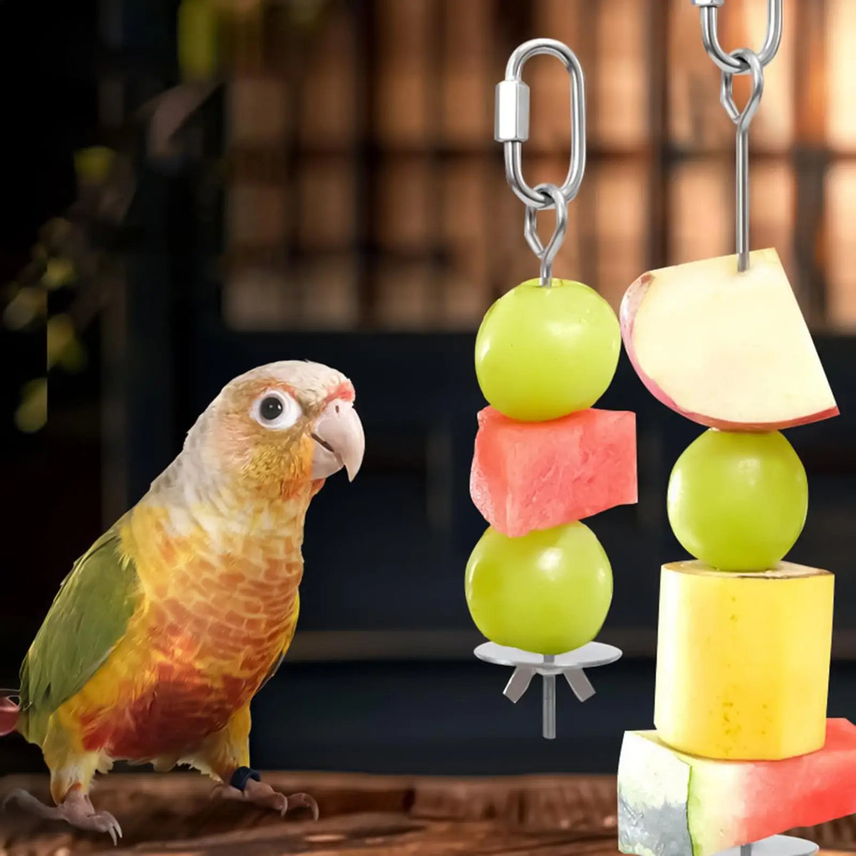 Stainless Steel Bird Cage Food Skewer – Fruit & Veggie Holder