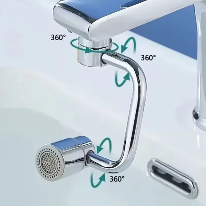 1080° Swivel Stainless Steel Faucet Extender – Dual Spray Mode