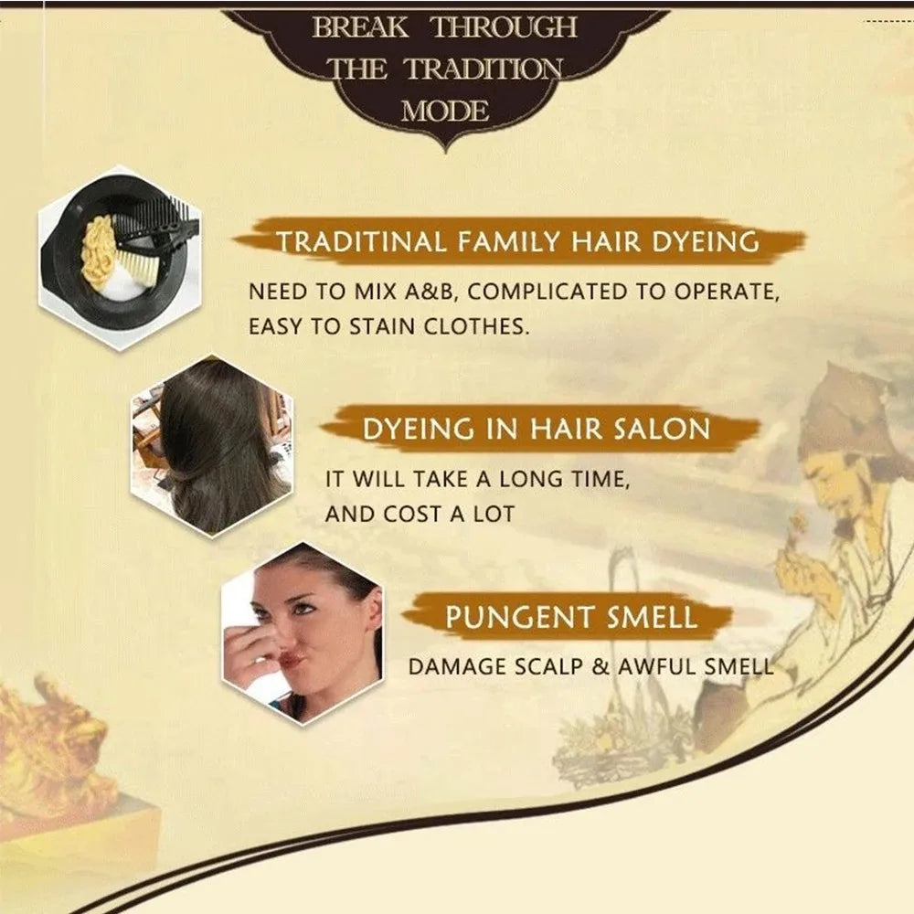 REAROYA Black Hair Dye Shampoo – Natural Plant-Based Color