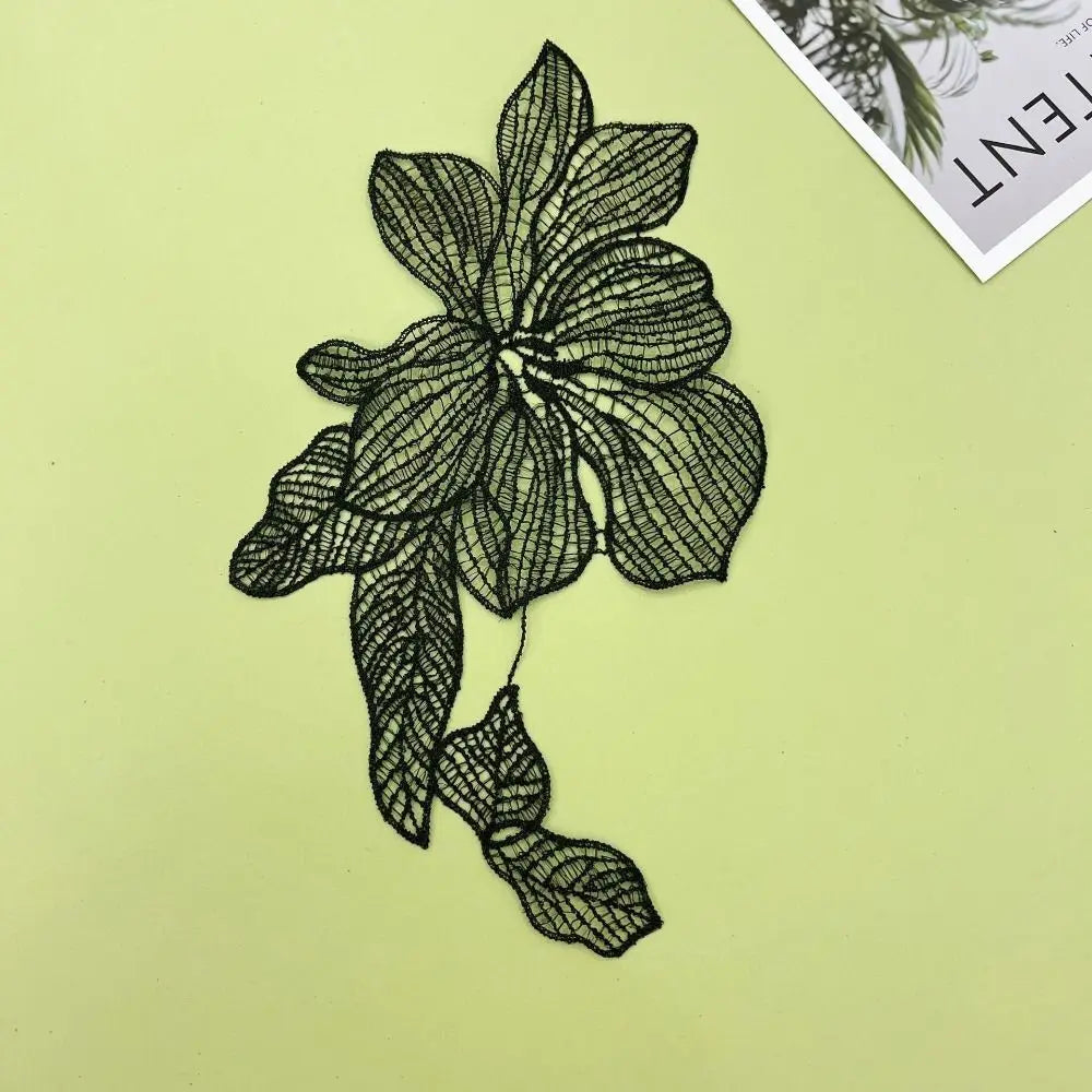Flower Lace Applique Patch White Black – DIY Sewing Craft