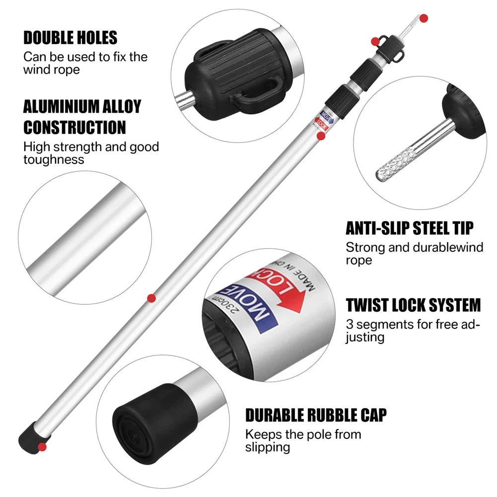 Telescoping Aluminum Camping Tent Poles 2.3M – Set of 2