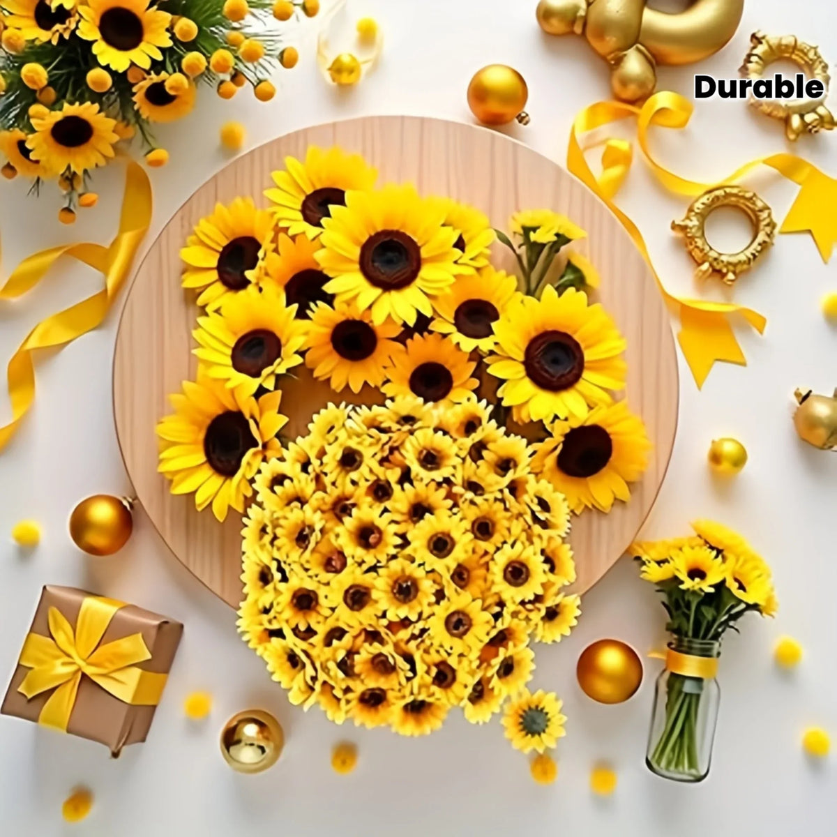 Artificial Fabric Sunflowers – Mini Fake Flowers for DIY & Decor