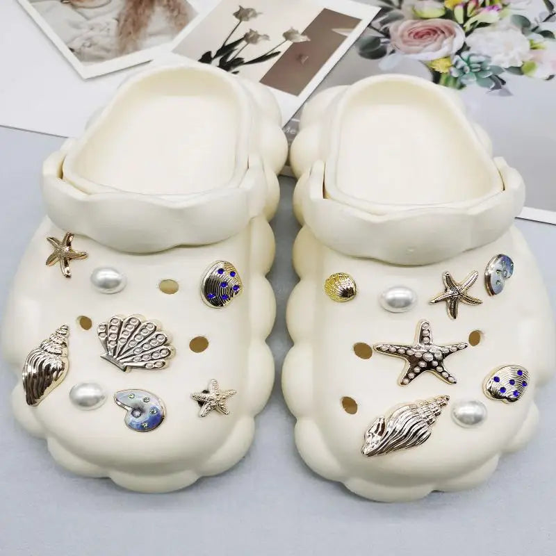 Coastal Shoe Charms 16 Pcs – Starfish & Conch Clog Decor