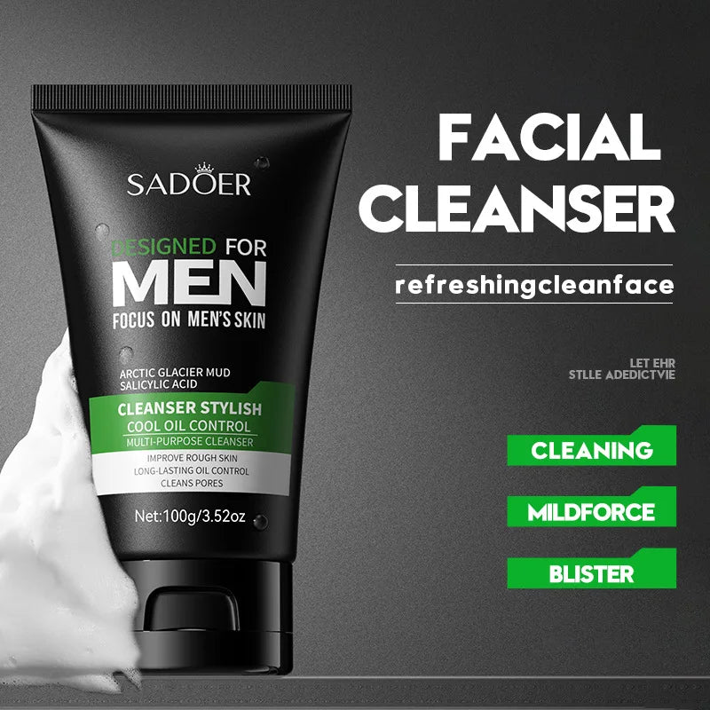 Deep Cleansing Men Cool Facial Cleanser Oil Control Moisturizing