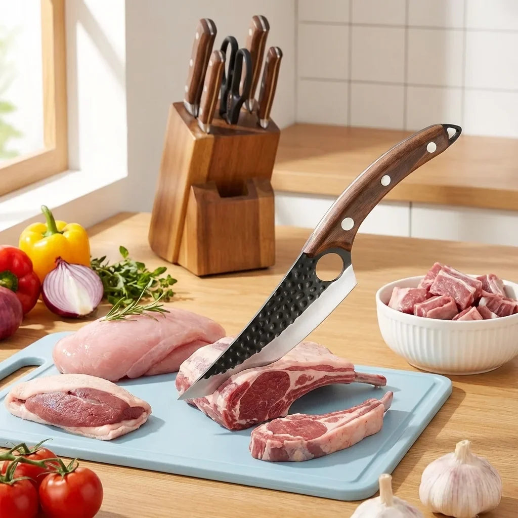 6-Inch Hand-Forged Stainless Steel Chef's Knife with Cover