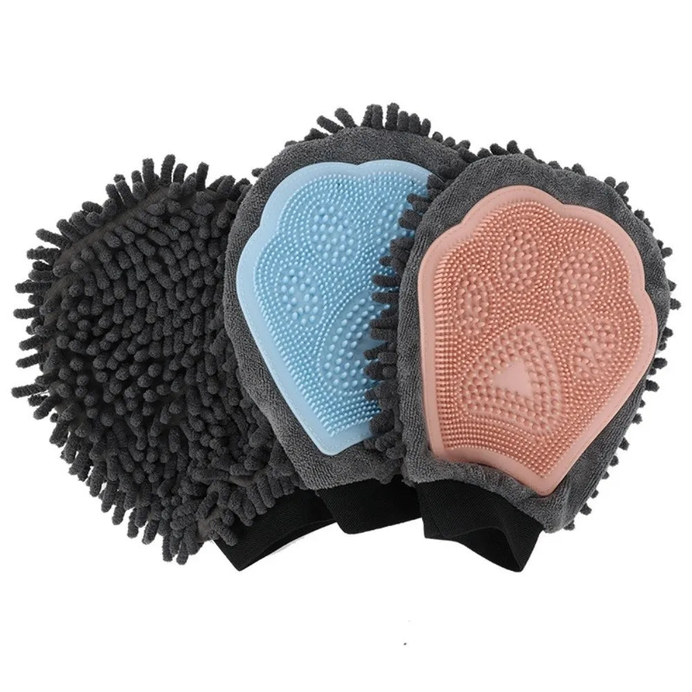 Double-Sided Pet Bath Massage Deshedding Glove for Dogs & Cats