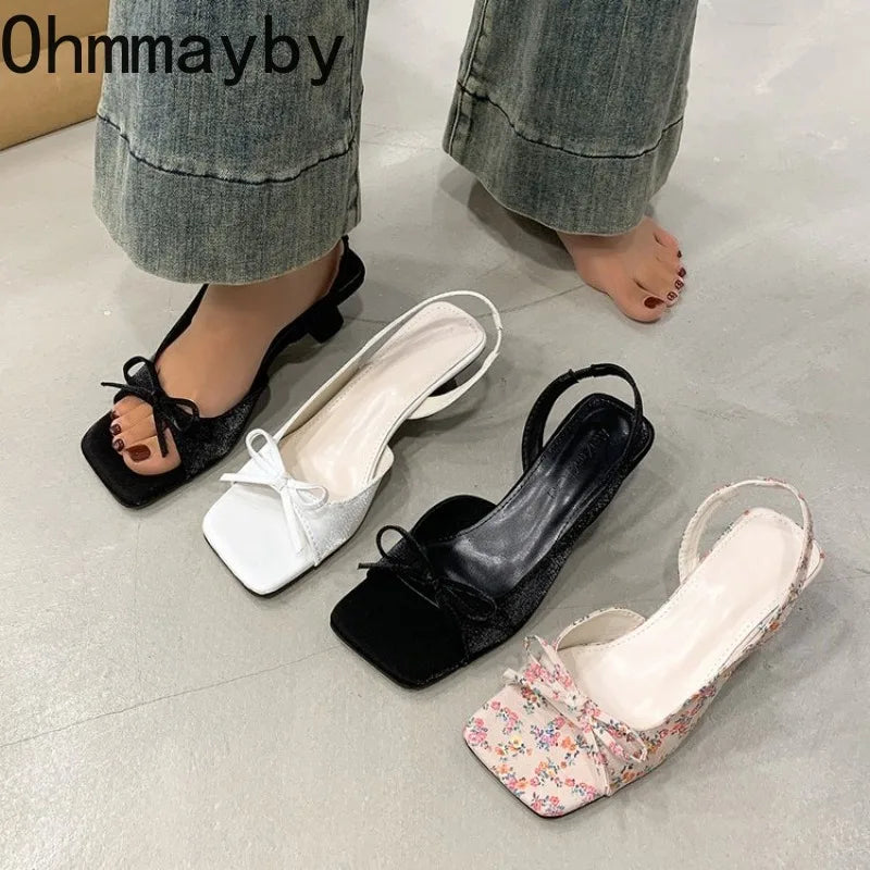 Women's Butterfly-Knot Slingback High Heel Sandals | Party Shoes