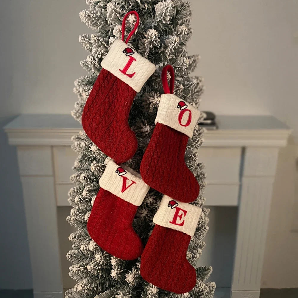 Personalized Knitted Christmas Stocking | Monogram Initial
