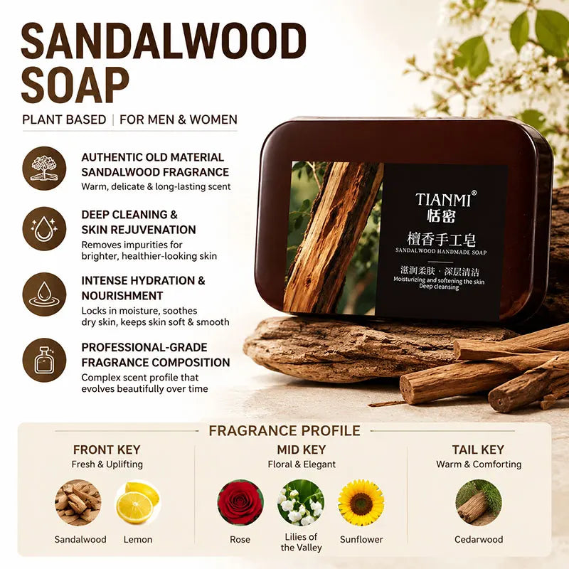 Sandalwood Handmade Bar Soap – Plant-Based Body Soap for All