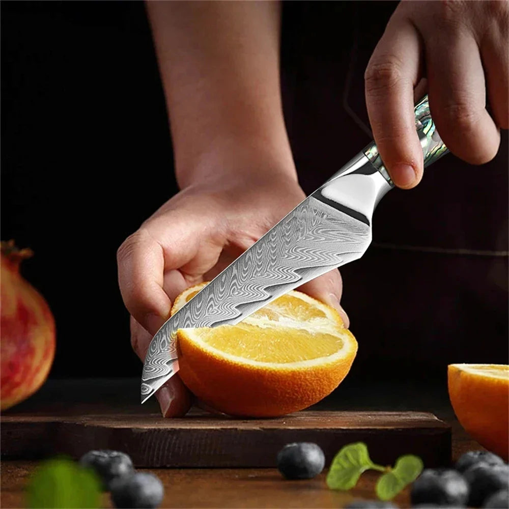 67-Layer Damascus Steel Paring Knife – Sharp Kitchen Blade