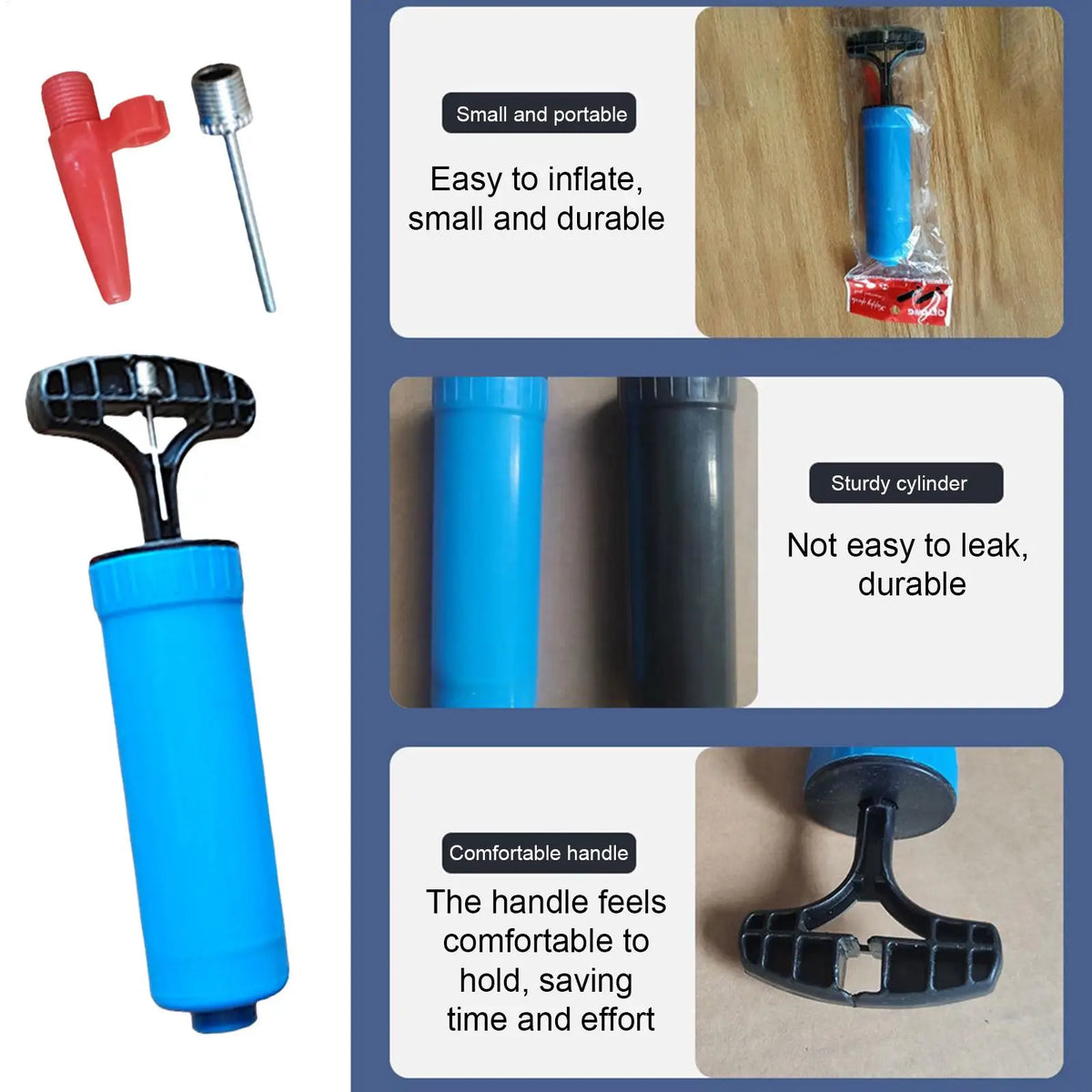Portable Manual Ball Pump with Needle – Basketball Soccer Volleyball